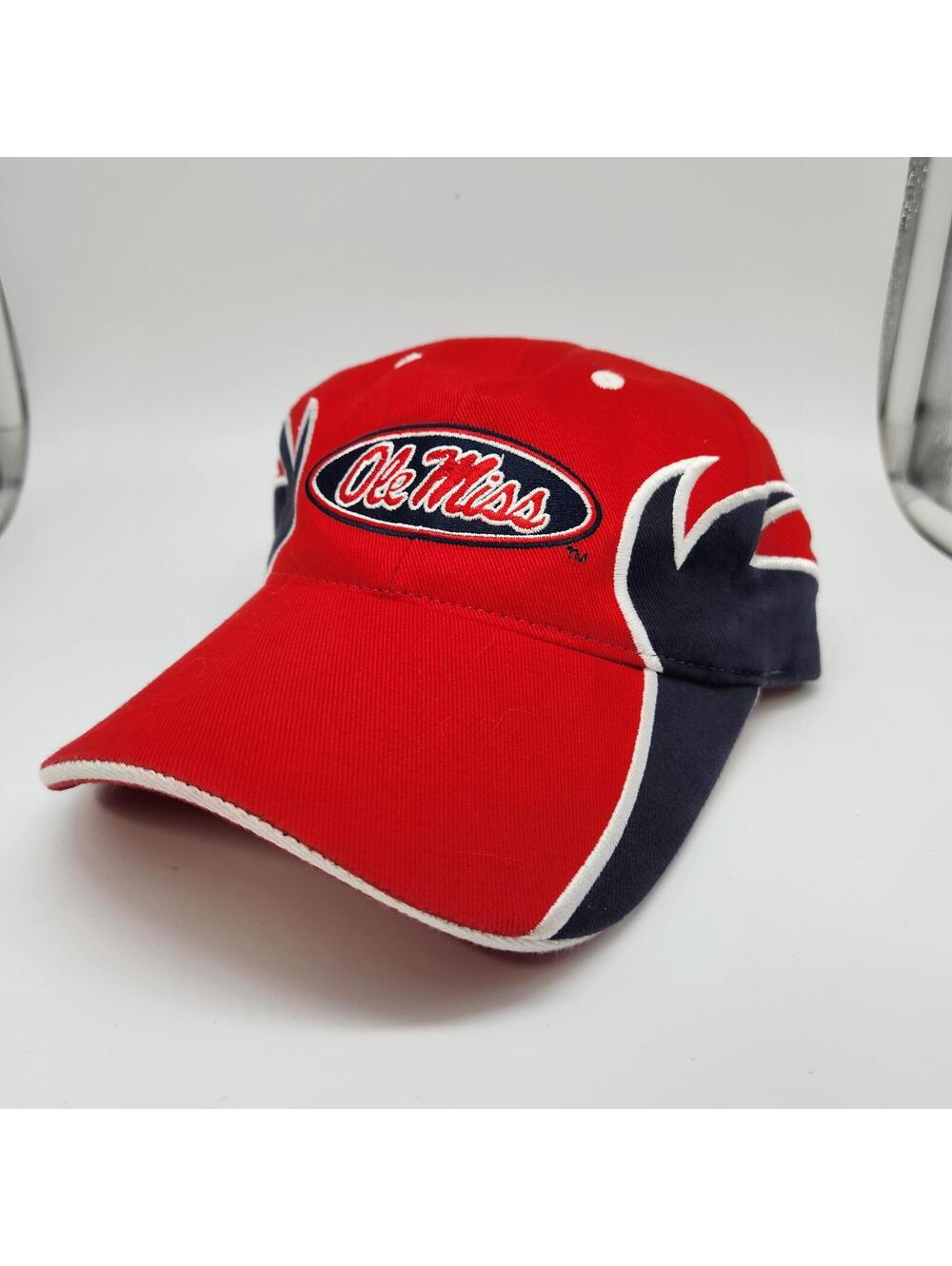 Vintage Ole Miss Rebels NCAA Strapback Hat Red Blue College Football Cap